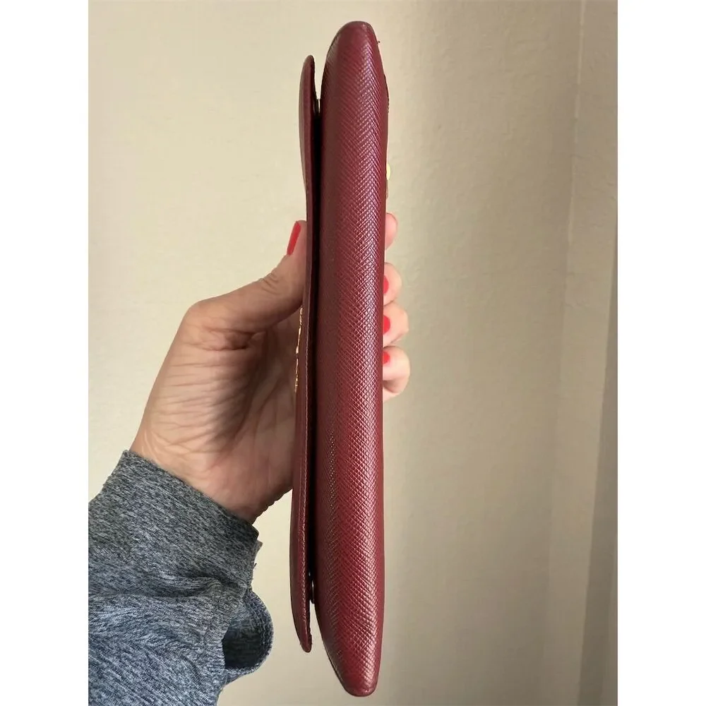 Prada Women's Red Saffiano Leather Long Wallet with COA - Picture 5 of 10